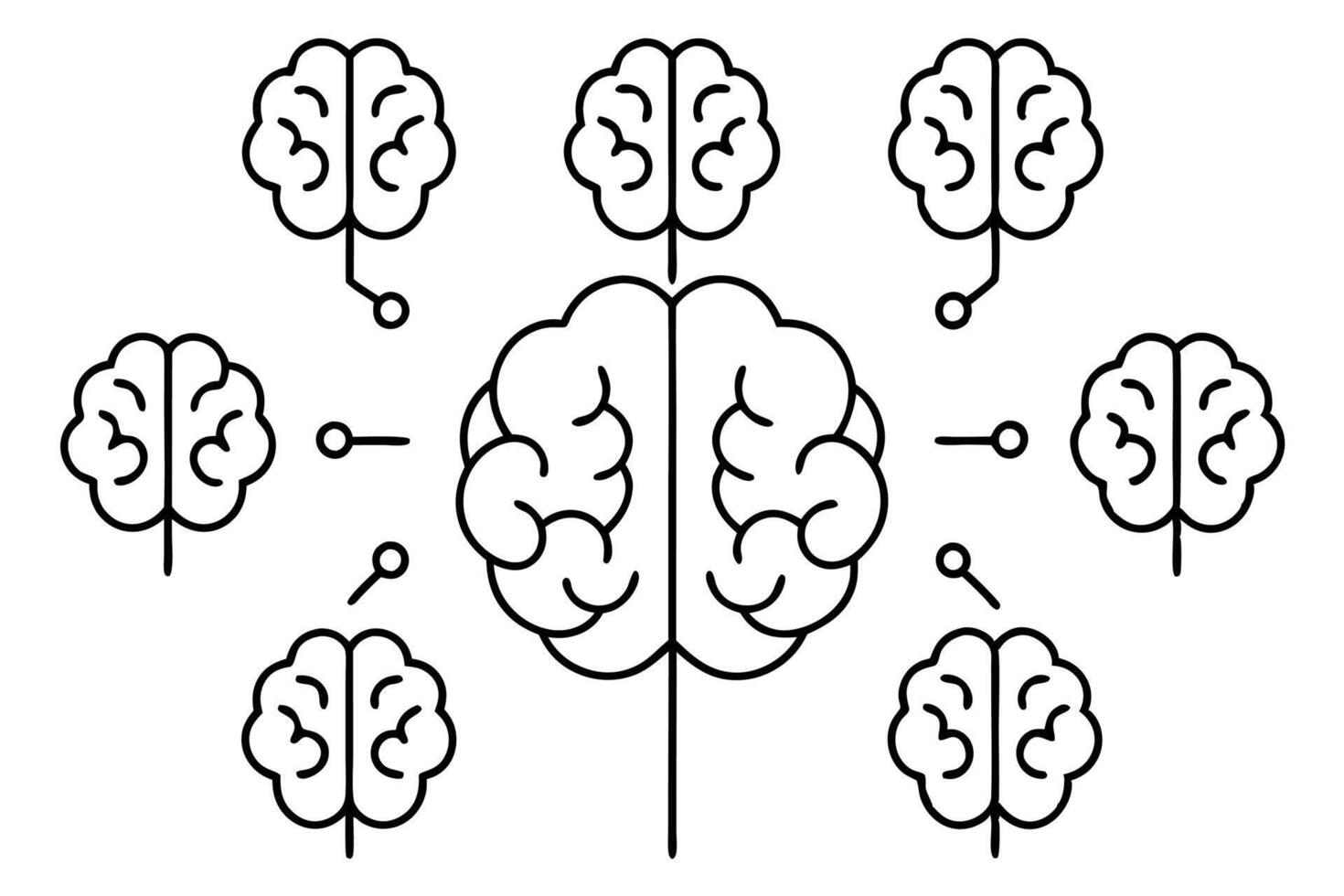 Human brain line art design illustration intricate neurons vector
