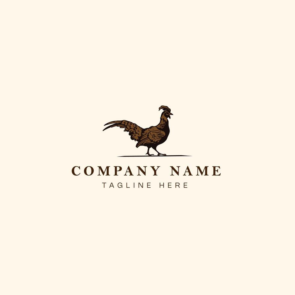 Pheasant logo design template. illustration. Vintage style. vector