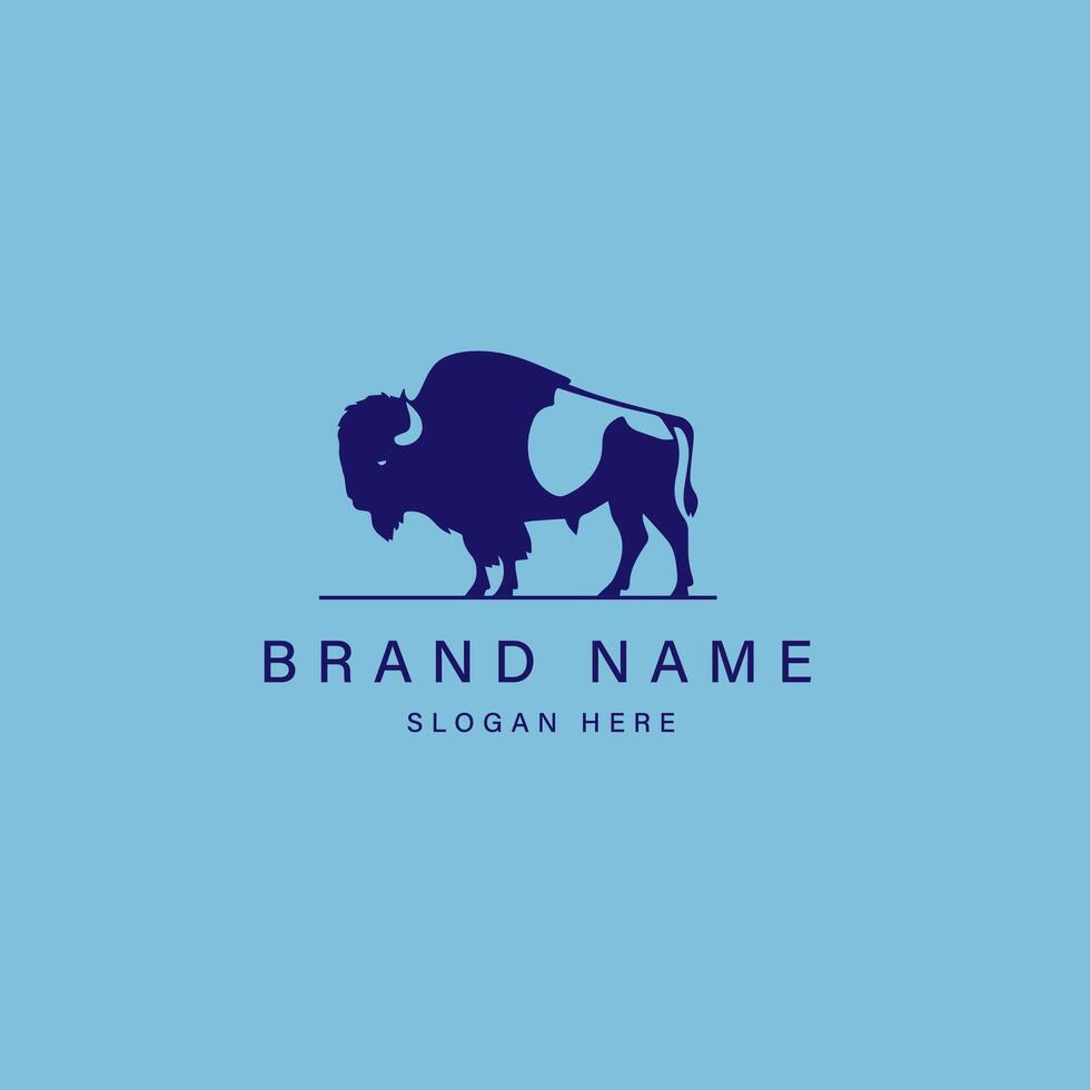 bison logo design icon illustration with simple gradients vector