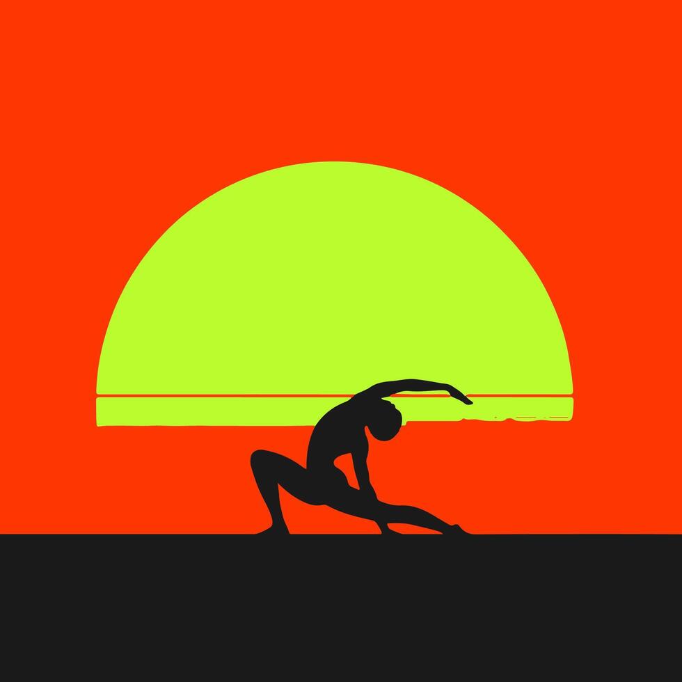 Silhouette of a gymnast at sunset.illustration vector