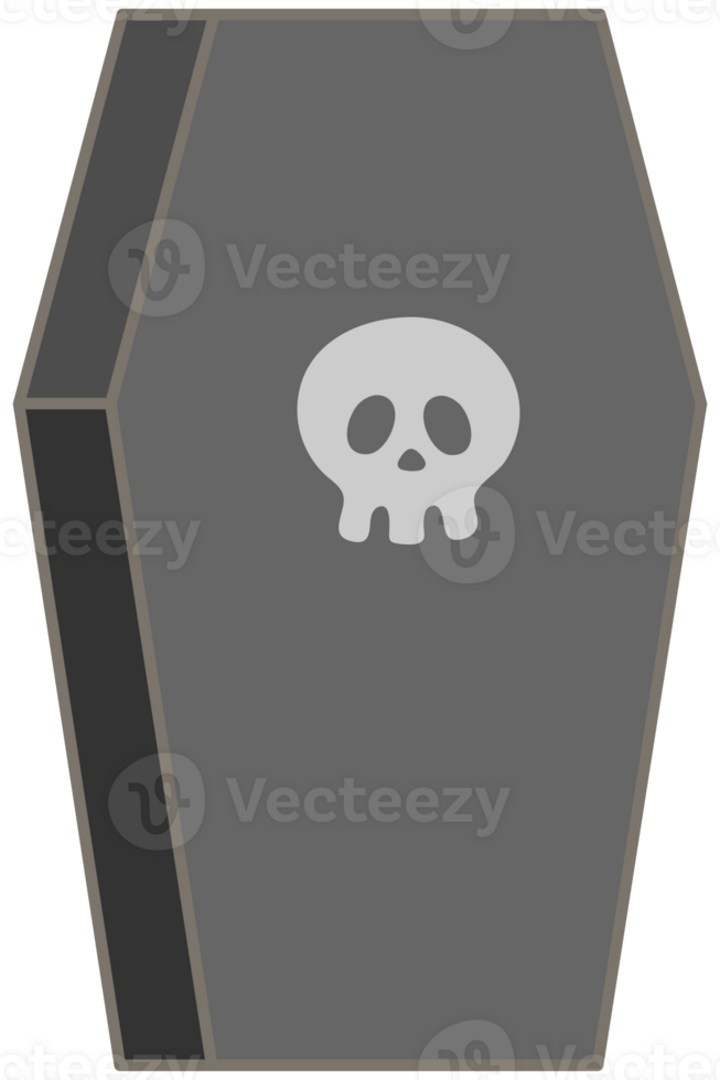 Kid hand drawn cute and colorful happy halloween element coffin png