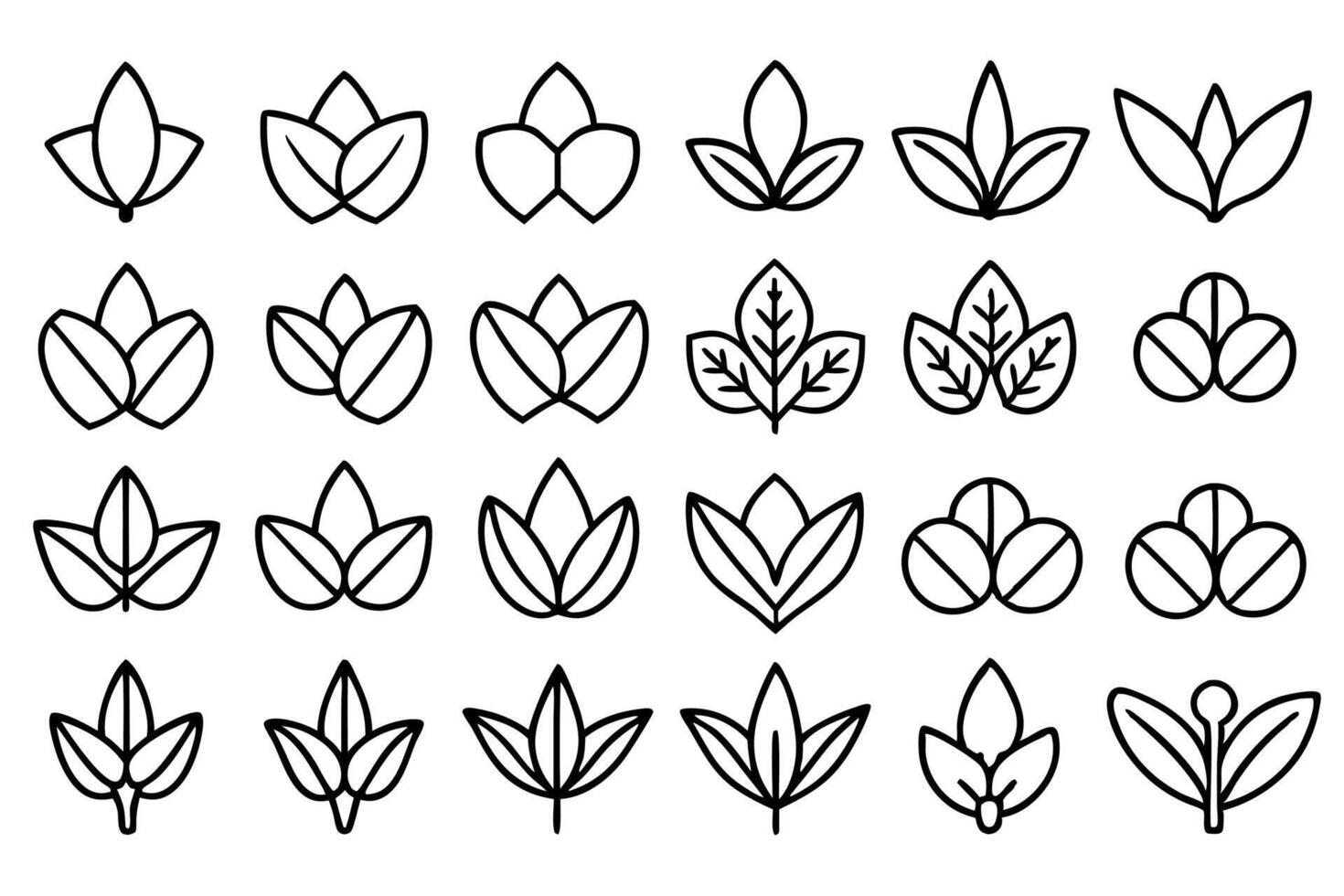 Tea leaf line art design charming plant collection vector