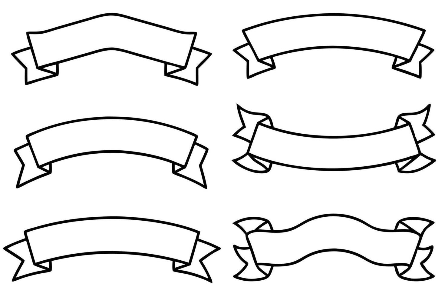 Ribbon frame line art illustration stylish border decor vector