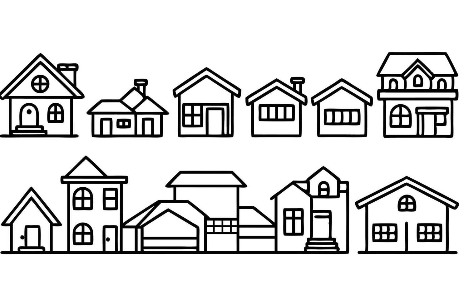 Suburban house line art illustration charming home design vector