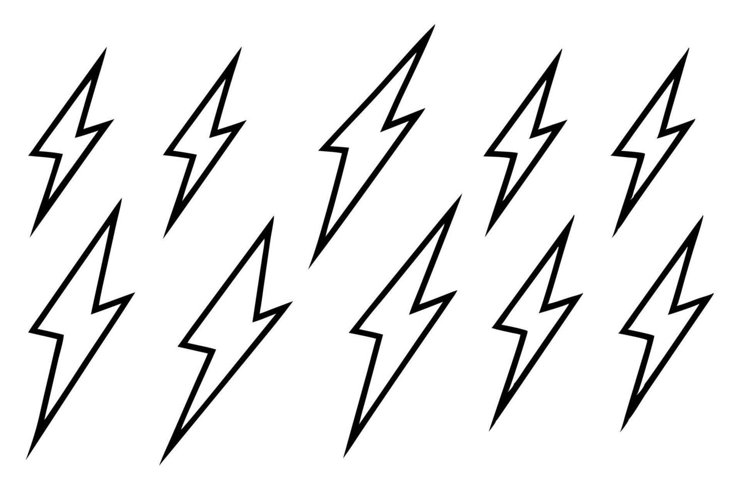 Lightning hand-drawn line art powerful electrical artwork vector