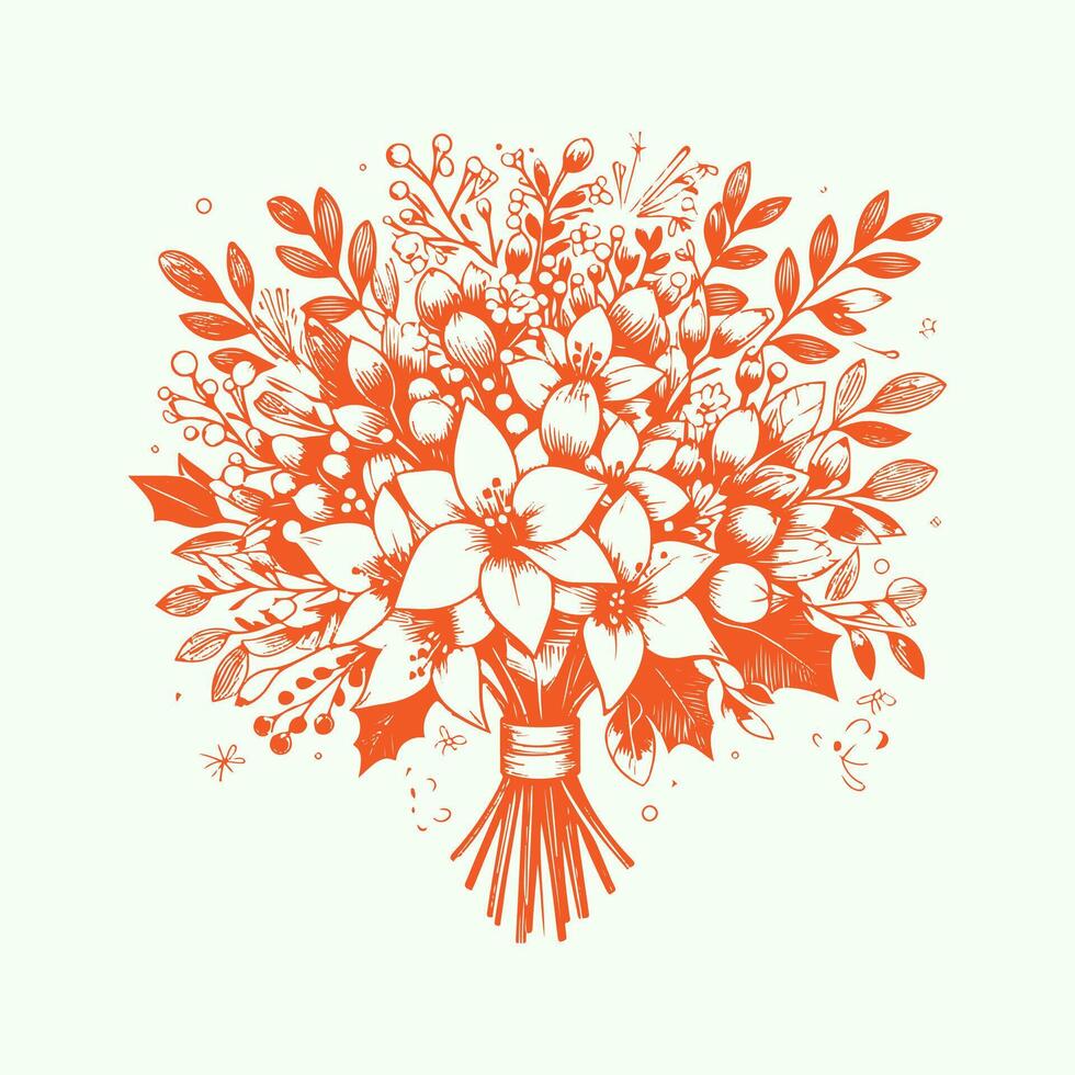 Bouquet of flowers in the shape of a heart. illustration vector