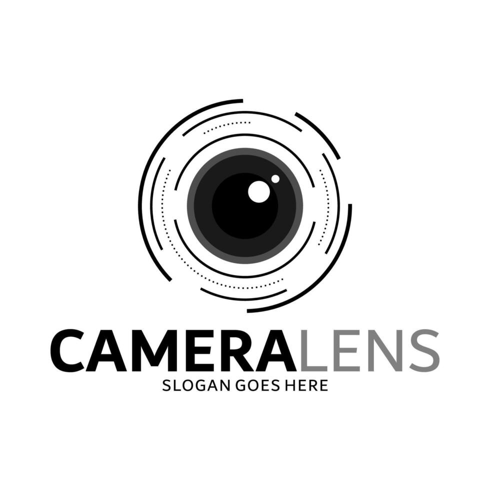 photography camera lens logo minimalist illustration design vector