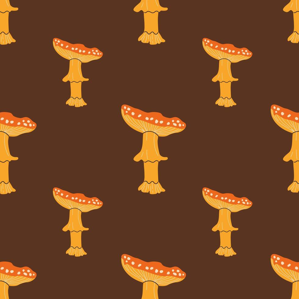 fly agarics seamless pattern. Mushrooms background vector