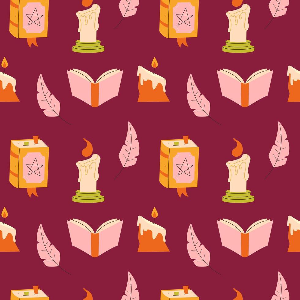 childrens cute background. Witchcraft and magic seamless pattern vector