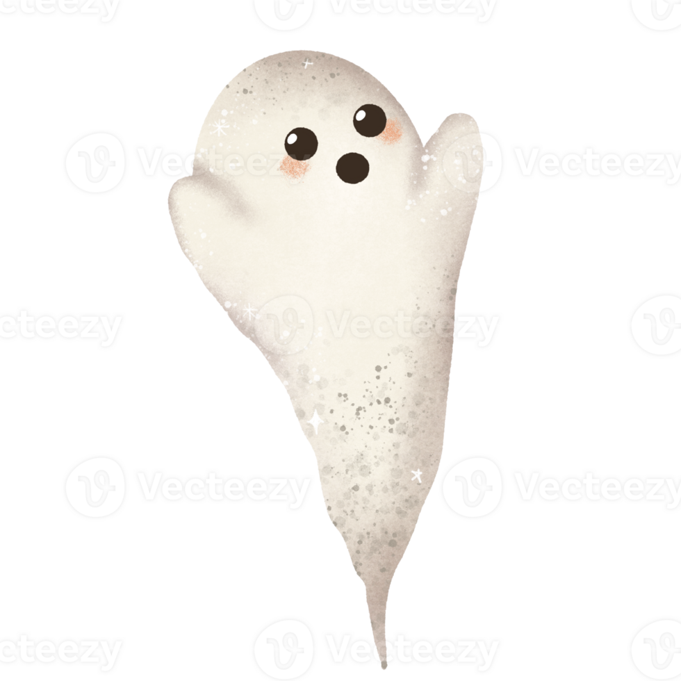 Watercolor Hand drawn illustration cute ghost isolated spooky halloween cartoon character element png