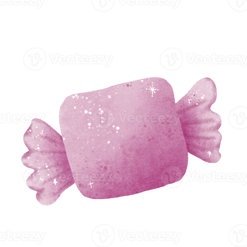Watercolor Hand drawn illustration cute pink candy png