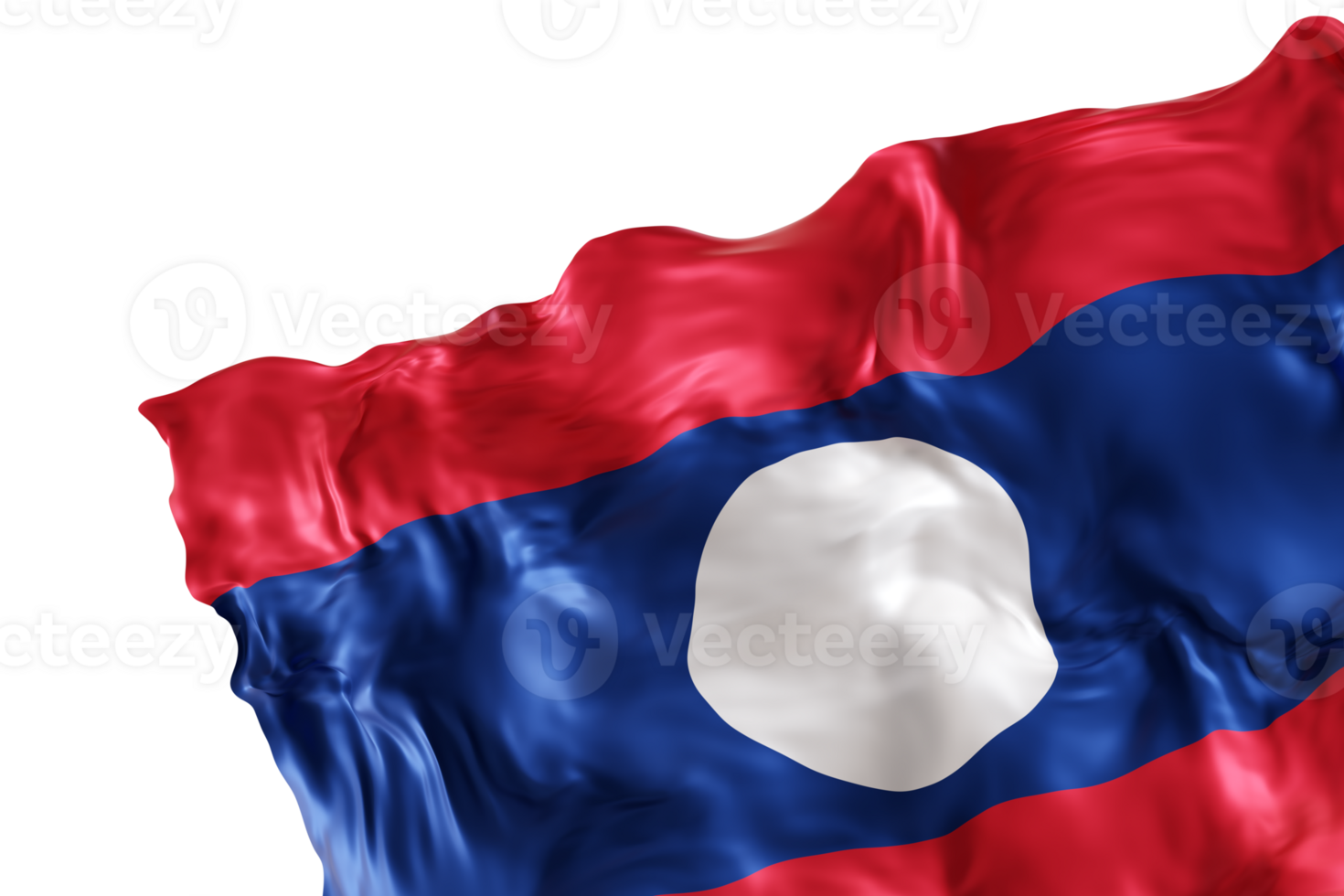 Realistic flag of Laos with folds, on transparent background. Footer, corner design element. Cut out. Perfect for patriotic themes or national event promotions. 3D render. png