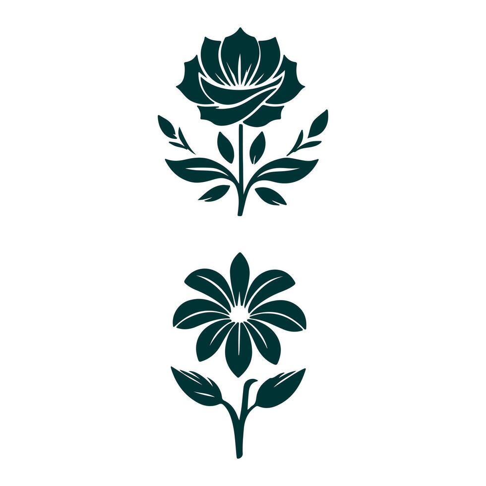 Outline flower set for artistic designs. vector