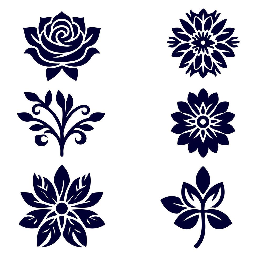 Outline flower set for artistic designs. vector
