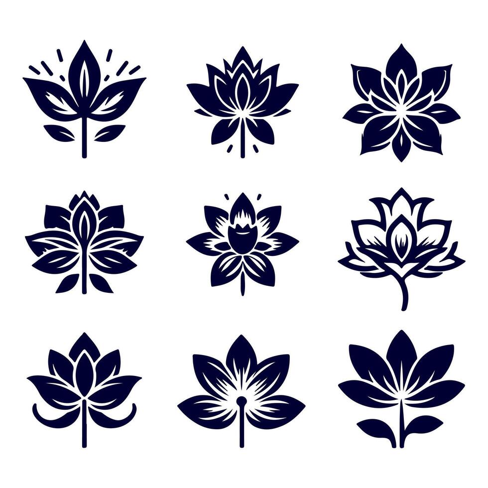 Outline flower set for artistic designs. vector