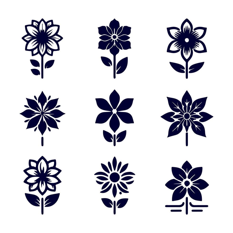Outline flower set for artistic designs. vector