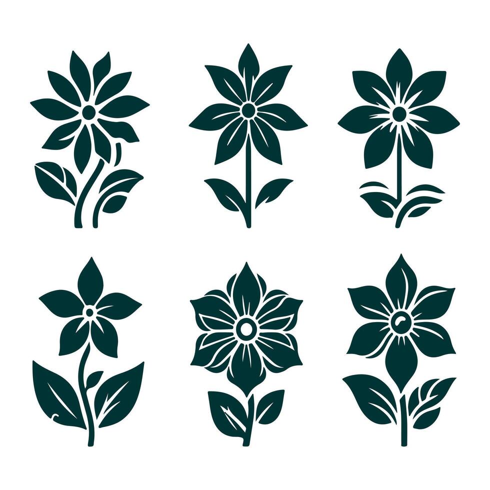 Outline flower set for artistic designs. vector