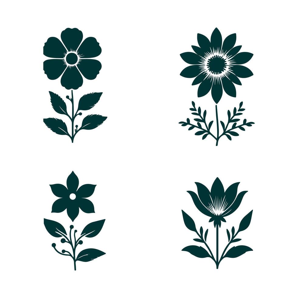 Outline flower set for artistic designs. vector