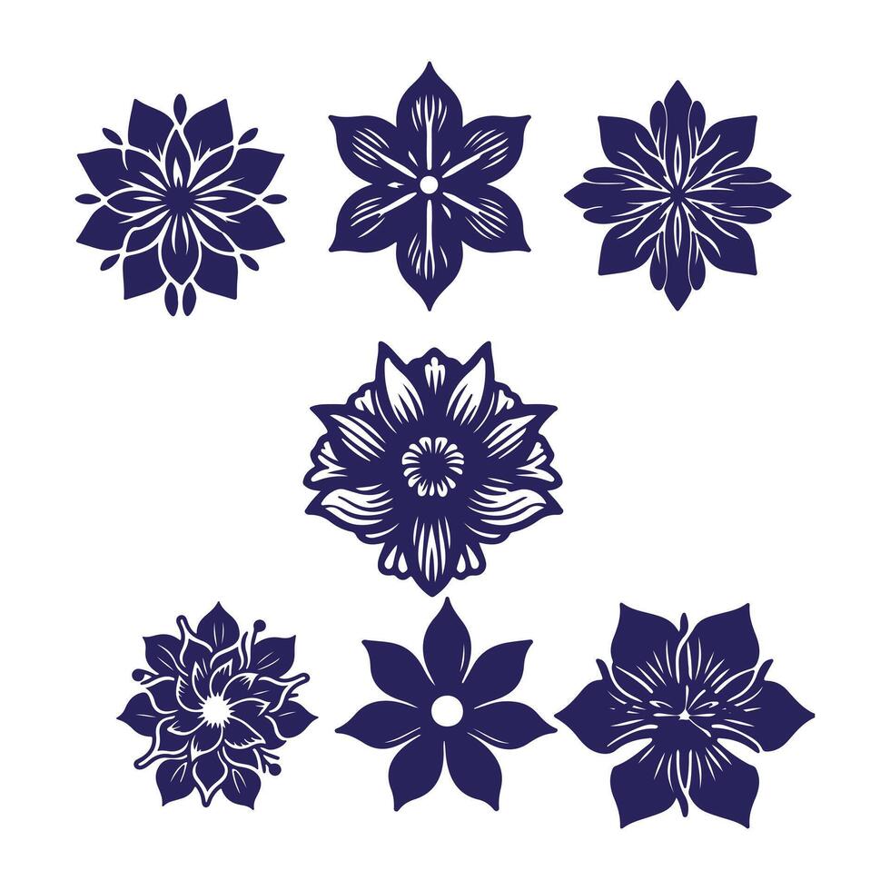Outline flower set for artistic designs. vector