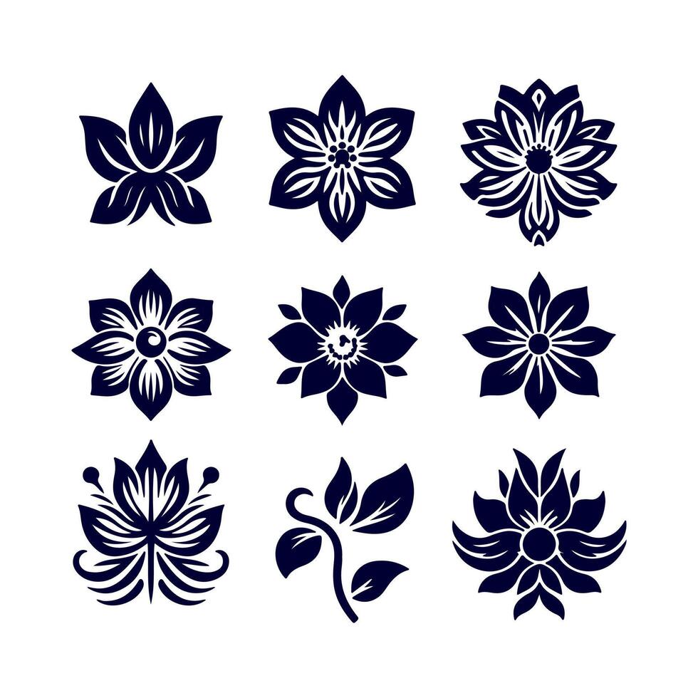 Outline flower set for artistic designs. vector
