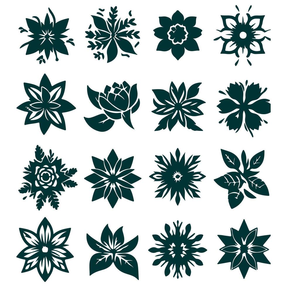 Outline flower set for artistic designs. vector