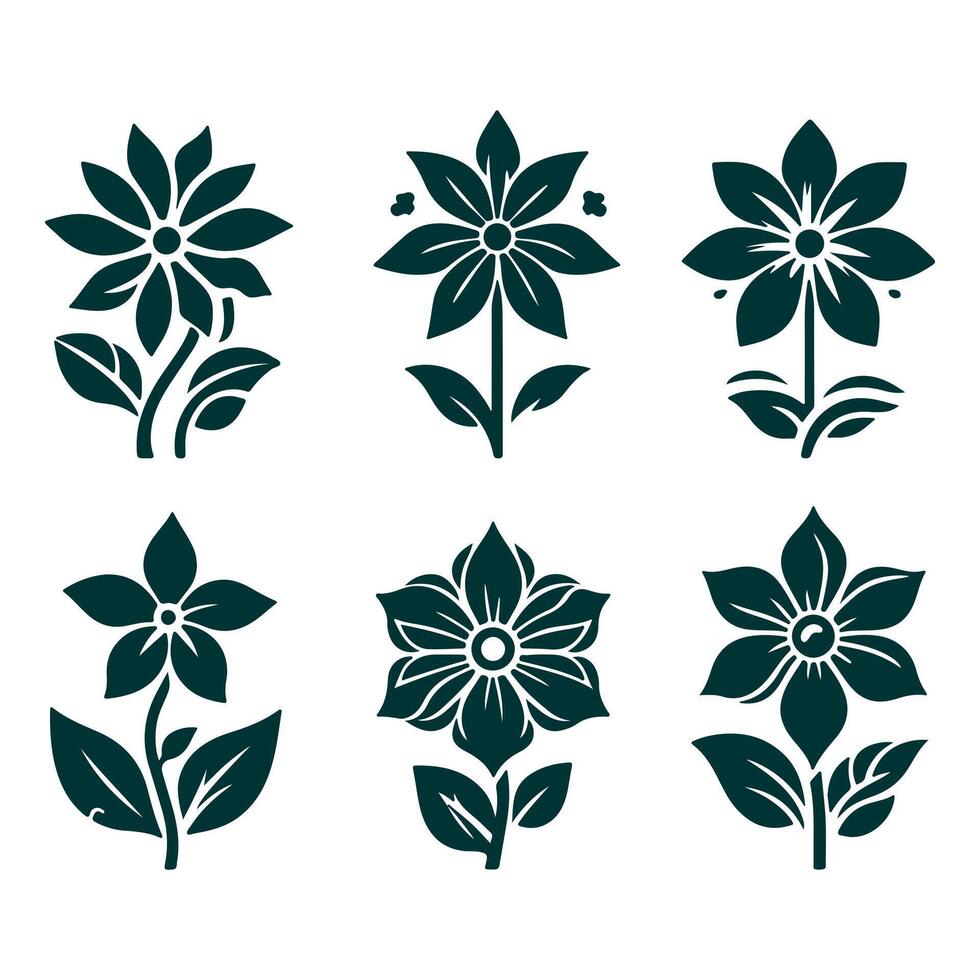 Outline flower set for artistic designs. vector