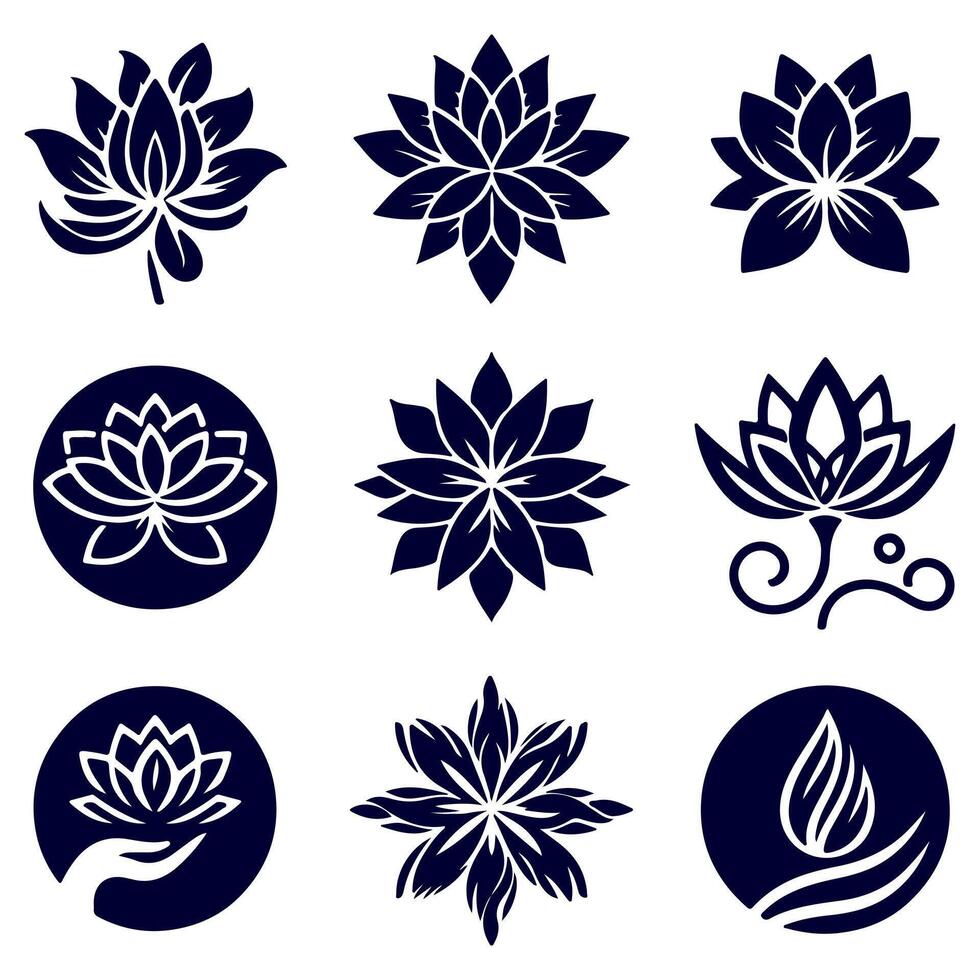 Outline flower set for artistic designs. vector