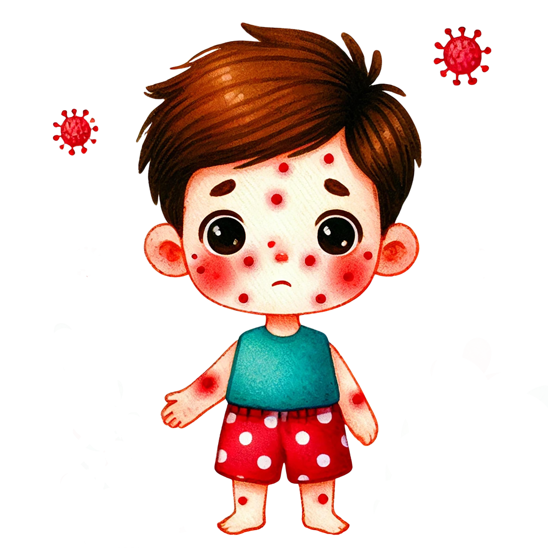 Watercolor illustration of Child with red spots on the skin 47444611 PNG