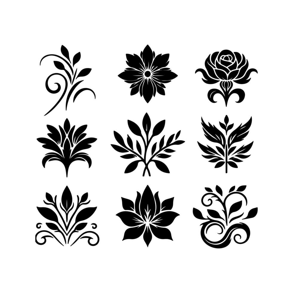 Outline flower set for artistic designs. vector