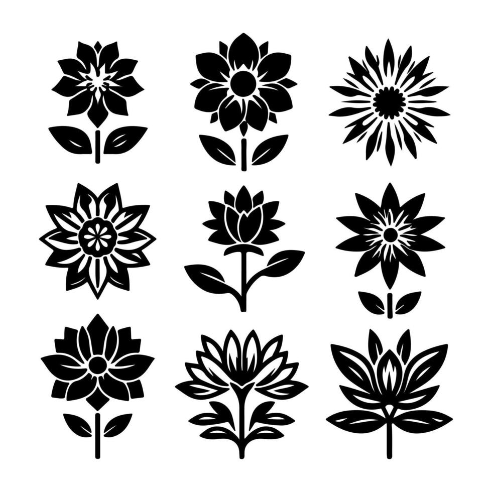 Outline flower set for artistic designs. vector