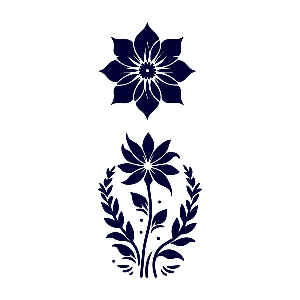 Outline flower set for artistic designs. vector