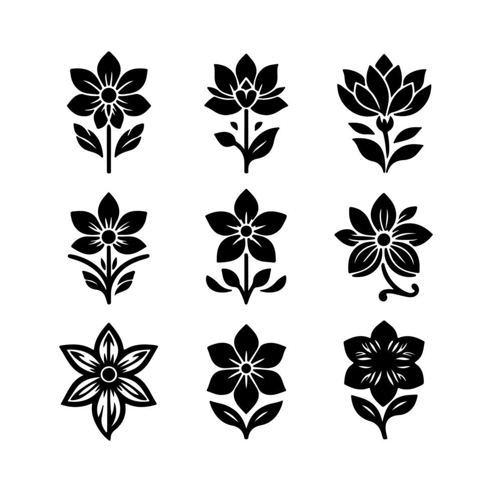 Outline flower set for artistic designs. vector