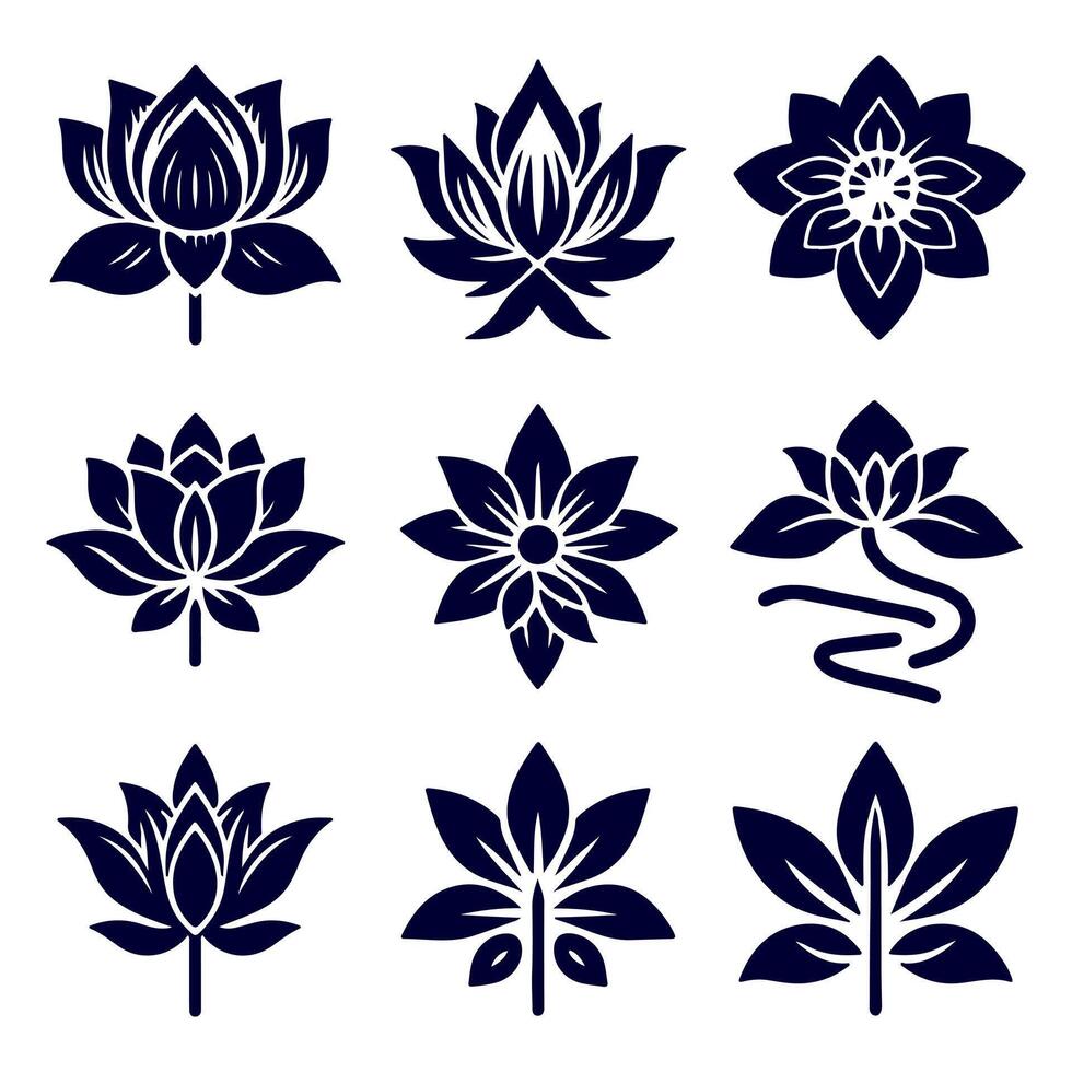 Outline flower set for artistic designs. vector