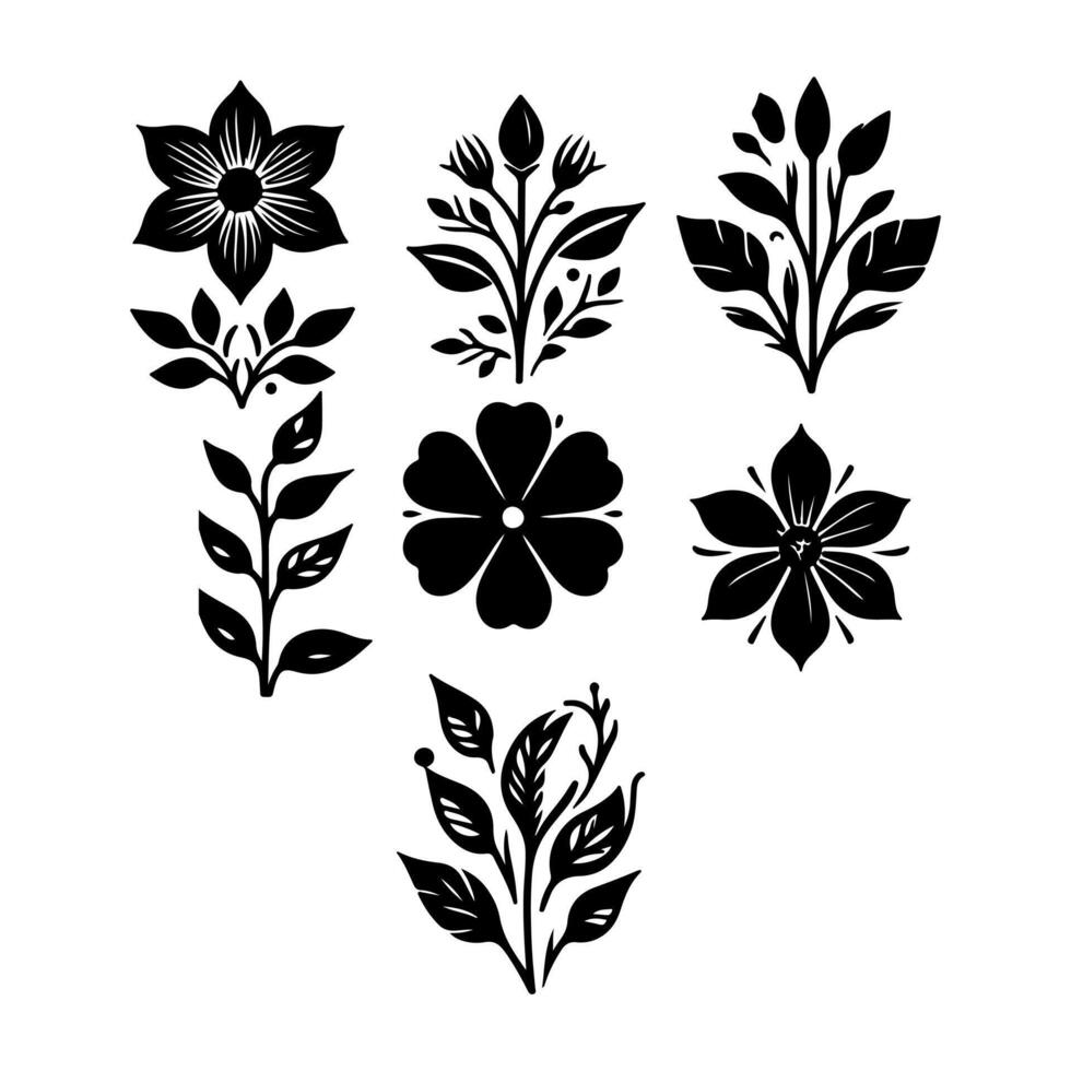 Outline flower set for artistic designs. vector