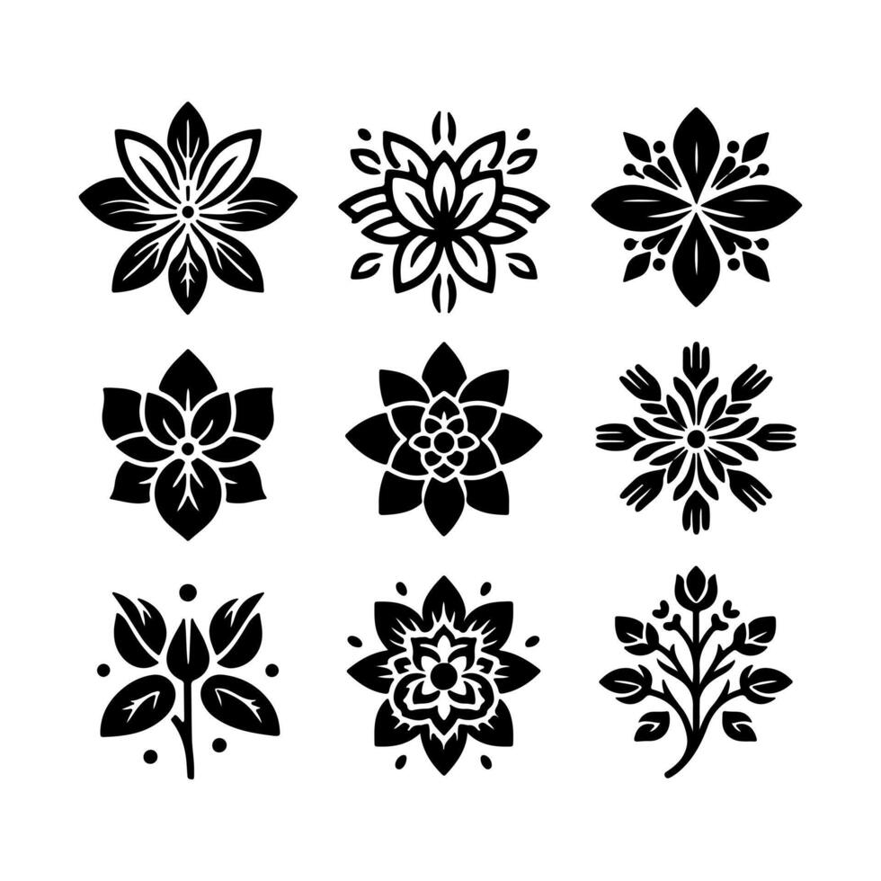 Outline flower set for artistic designs. vector
