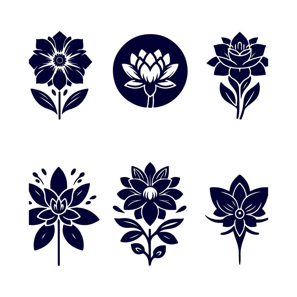 Outline flower set for artistic designs. vector