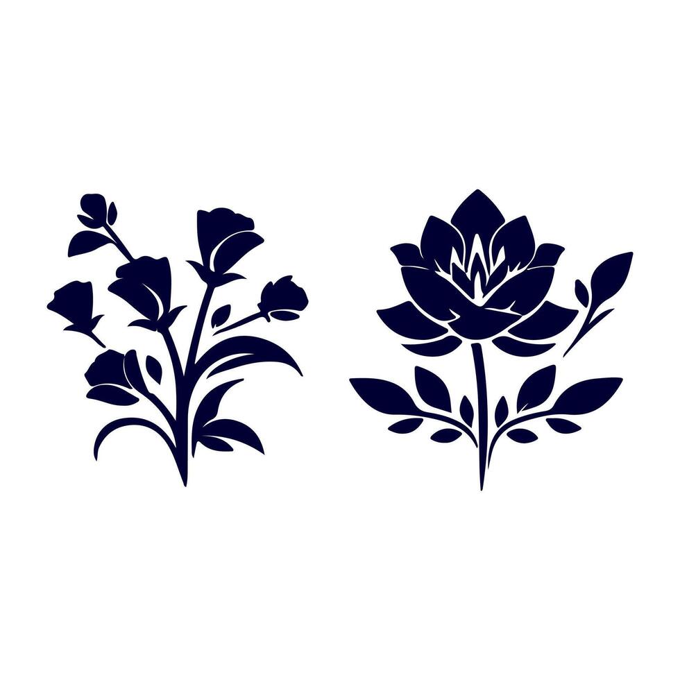 Outline flower set for artistic designs. vector