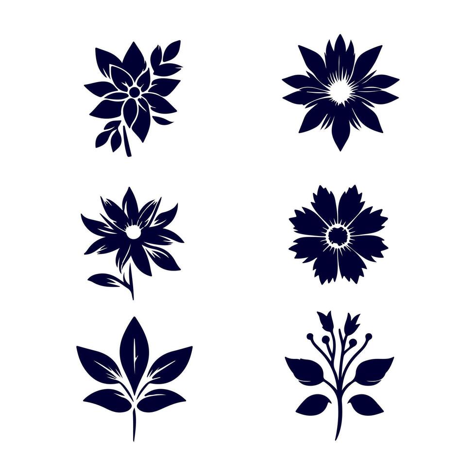 Outline flower set for artistic designs. vector