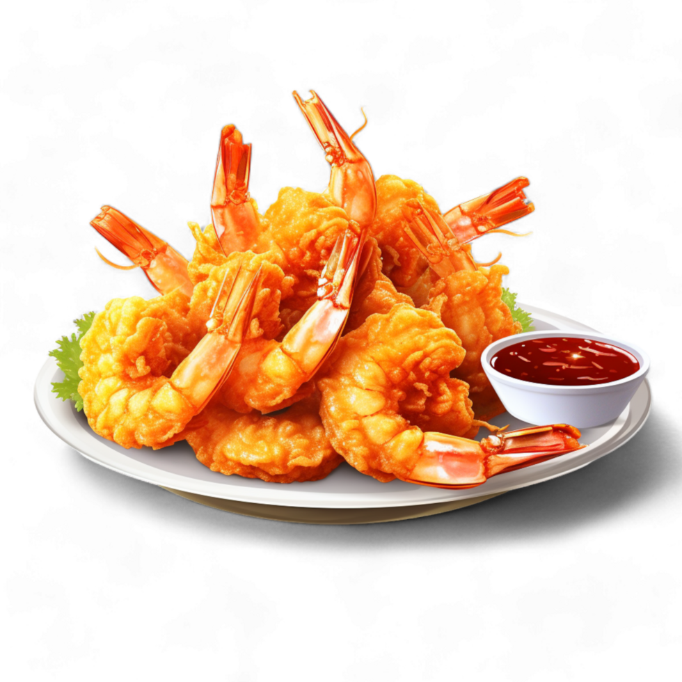 Generated Ai Fresh fried shrimps, fried shrimp, shrimp plate png