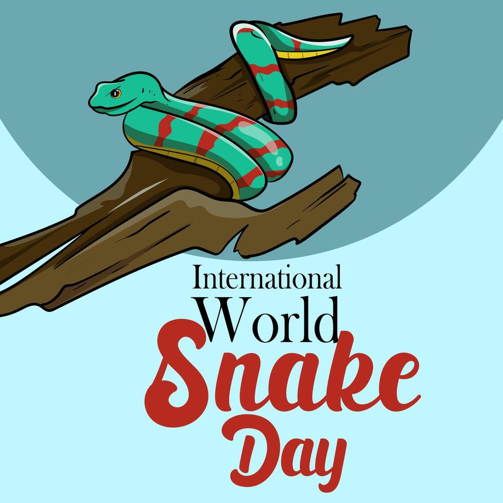 World Snake Day July 16. Holiday concept for background, banner, card, poster with text inscription to raise awareness about importance of snakes. vector