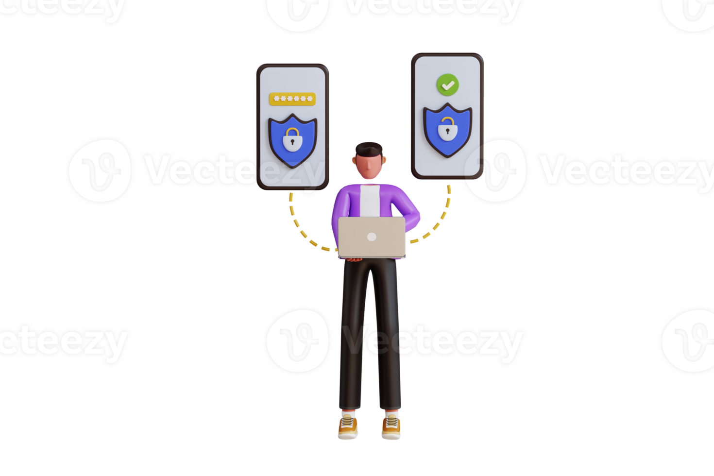 Mobile Data Protection 3D Illustration. Mobile Security 3D Illustration png