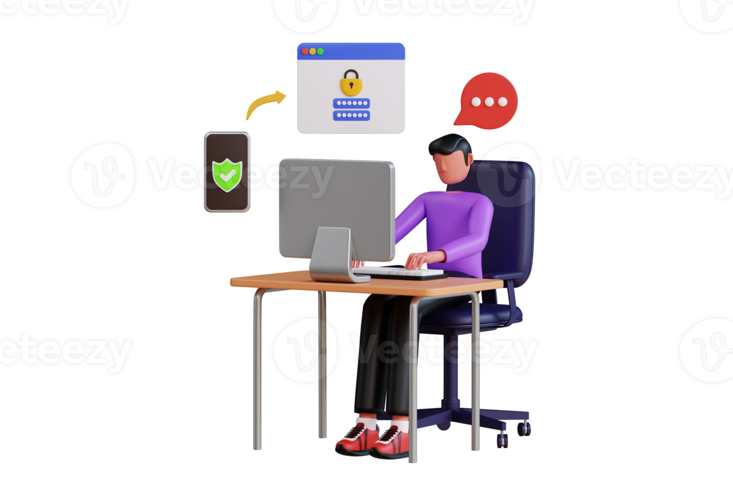 Two Factor Authentication 3D Illustration. Two Step Verification 3D Illustration png