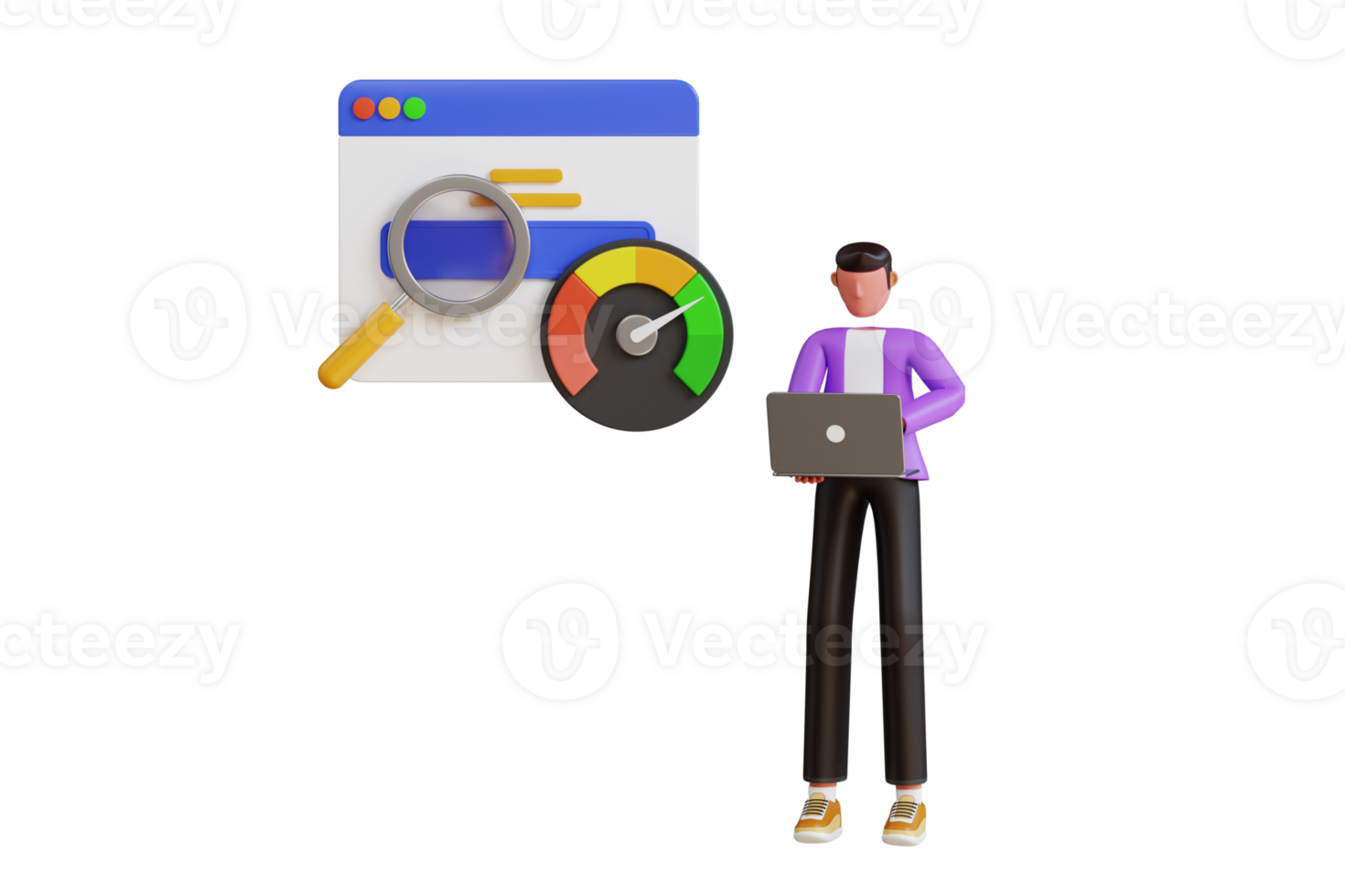 SEO Analysis 3D Illustration. SEO Optimization 3D Illustration png