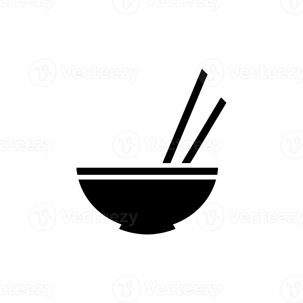 Bowl and chopsticks icon in black, simple and modern design png