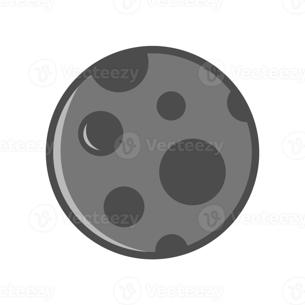 Cartoon illustration of the moon with a simple and modern design png