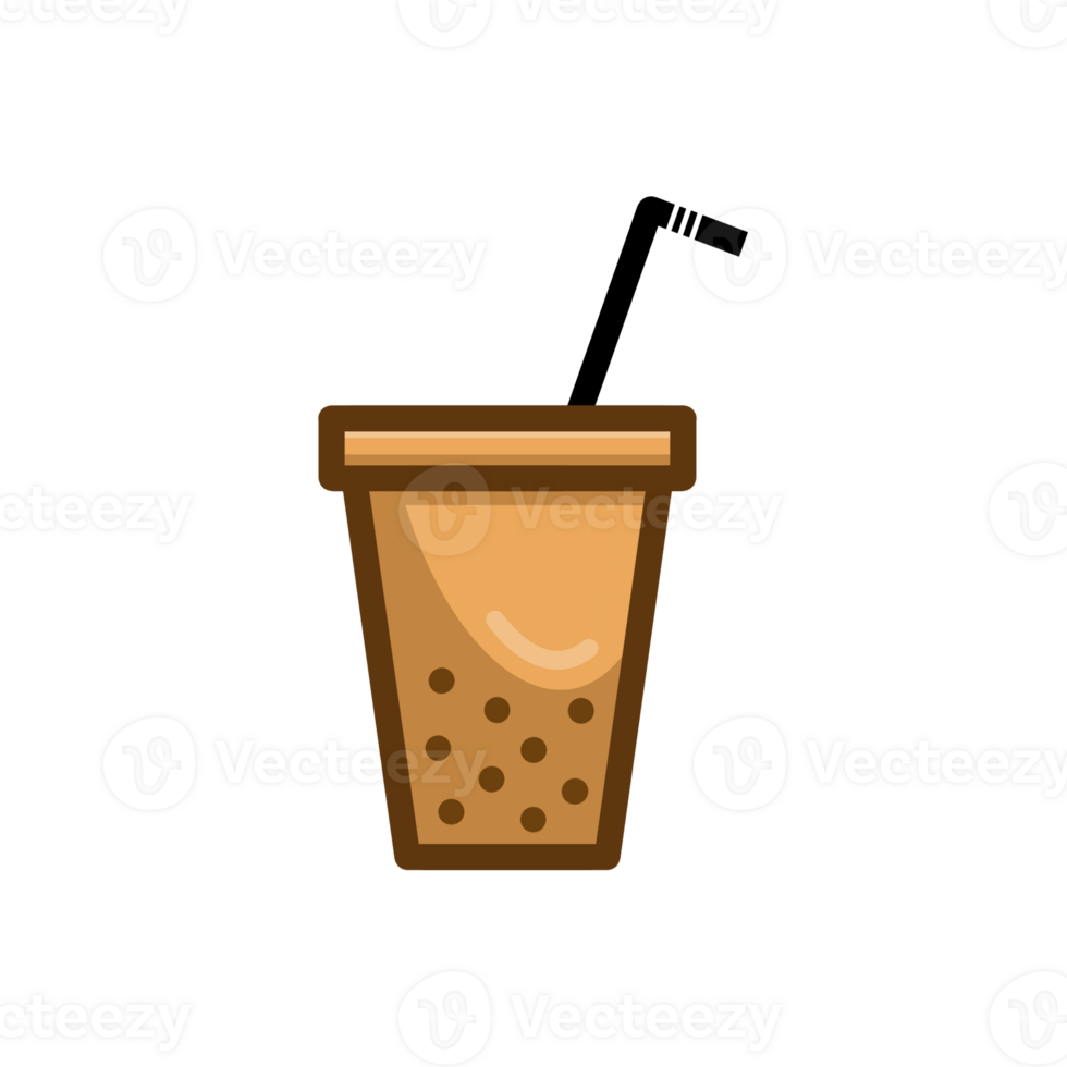 Cartoon illustration of coffee tea drink with boba png