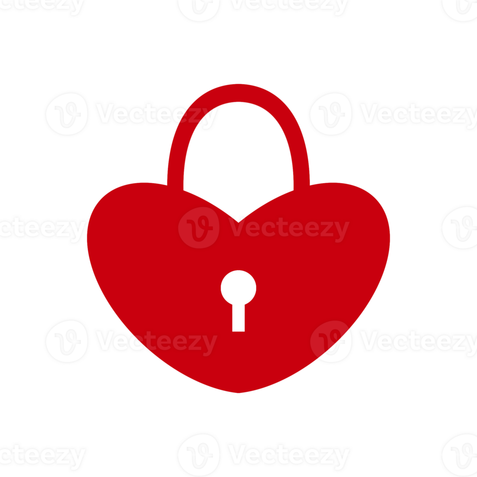 Red love padlock icon with simple and modern design png