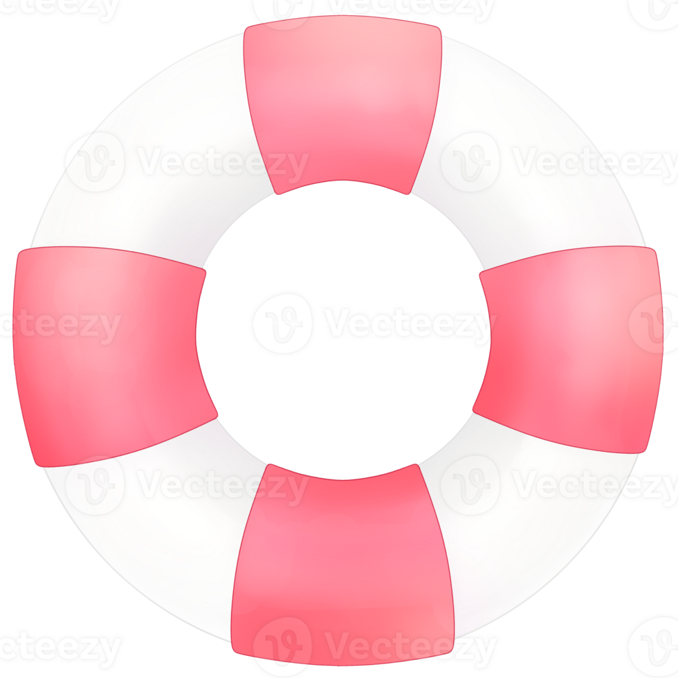 Blue Hawaiian inflatable ring for safe swimming Red life buoys. Rescue belts Hand drawn illustration png