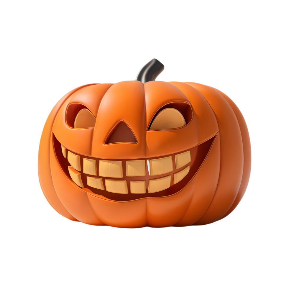 3d Big orange Halloween pumpkin in cartoon style isolated png