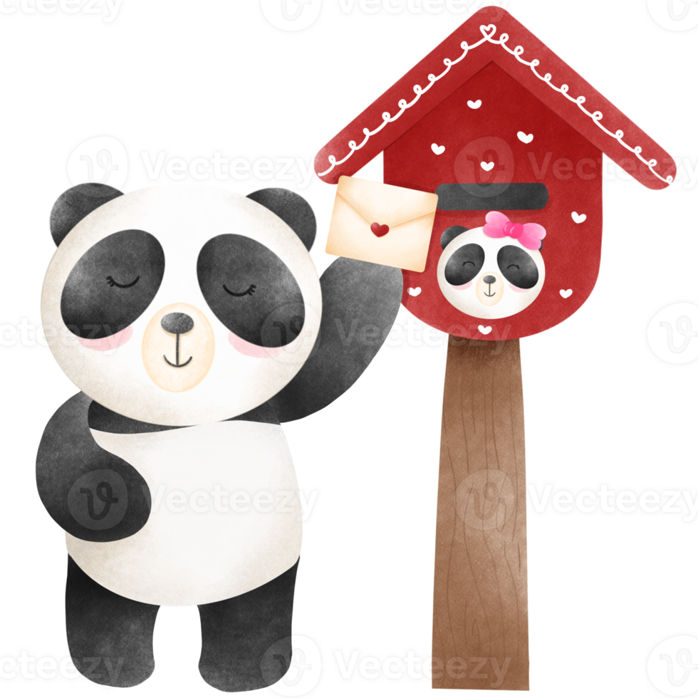 Panda Valentine's bay png